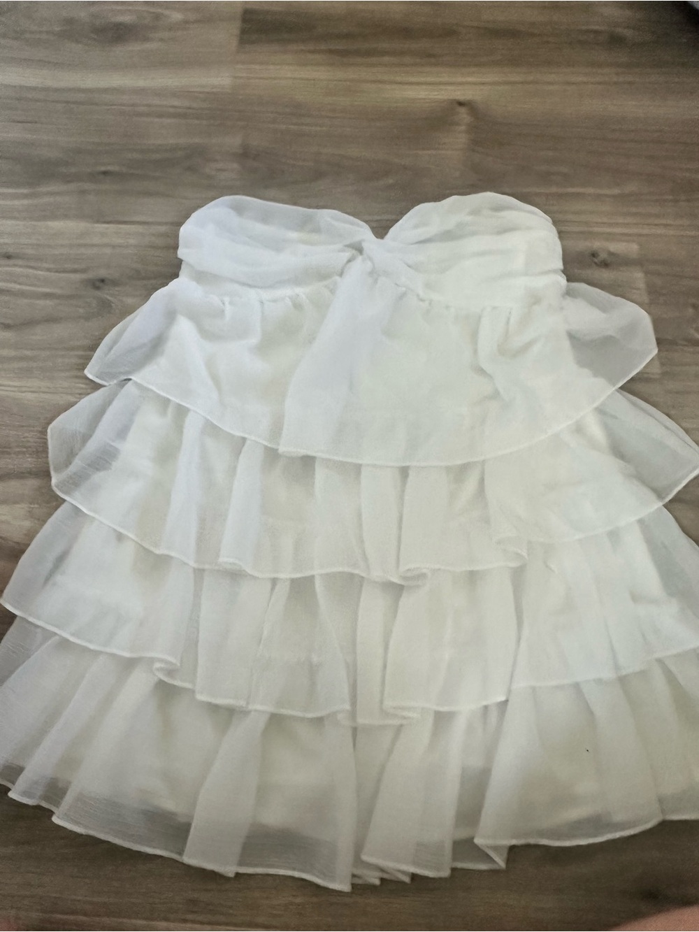 White Strapless Ruffled Tiered Dress